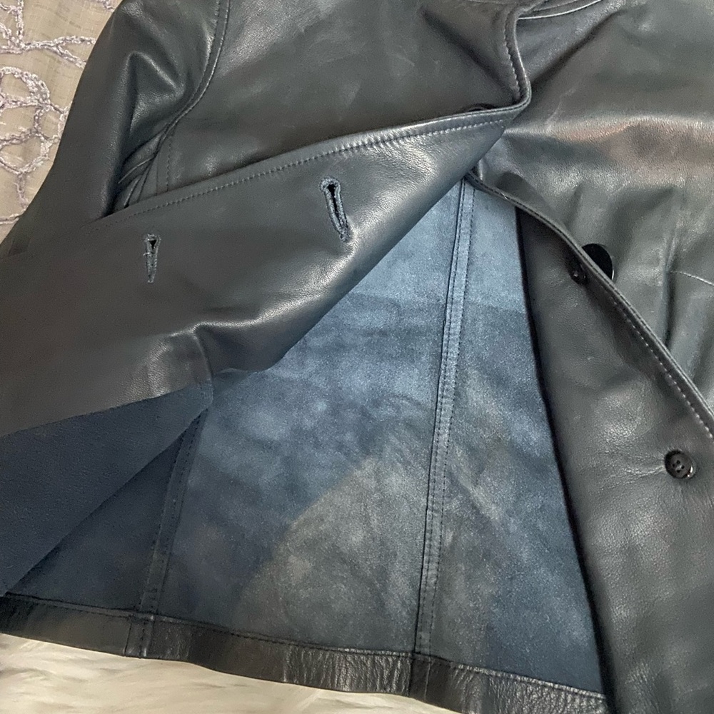 J Crew Sz S Steel Grey Leather Jacket - Picture 7 of 12